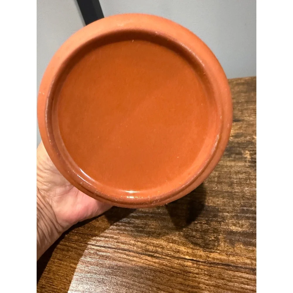 Terracotta Garlic Keeper Jar Hand Painted Rustic‎ Ceramic Storage Crock with Lid